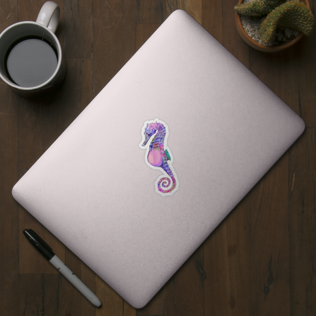 Cool Purple Pink and Blue Seahorse by labstud